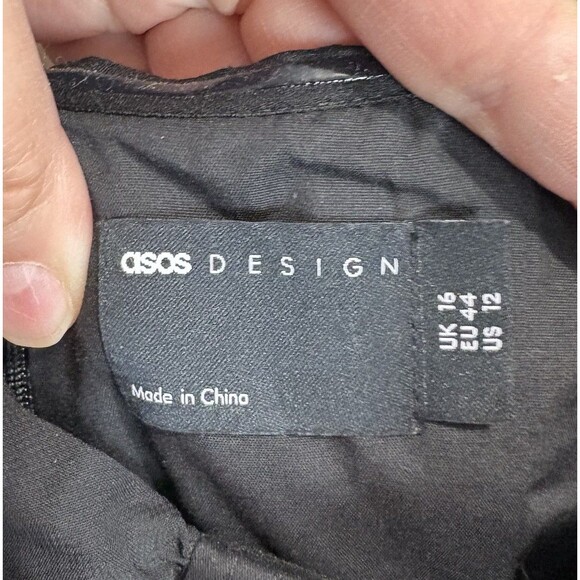 ASOS DESIGN Black Structured Chiffon Sleeve Bustier Top Mini Dress US 12 NWT - Picture 5 of 10